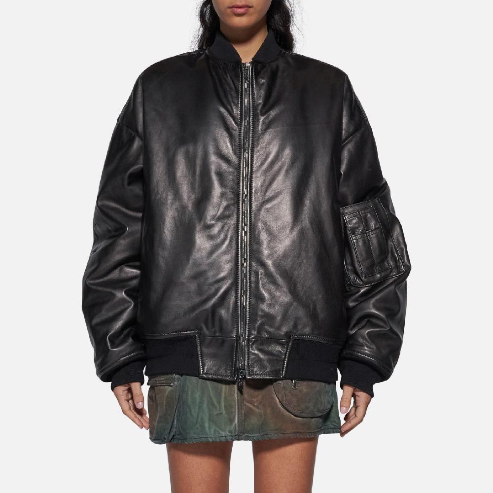 Salvatore Santoro BOMBER IN PELLE - BLACK Presa