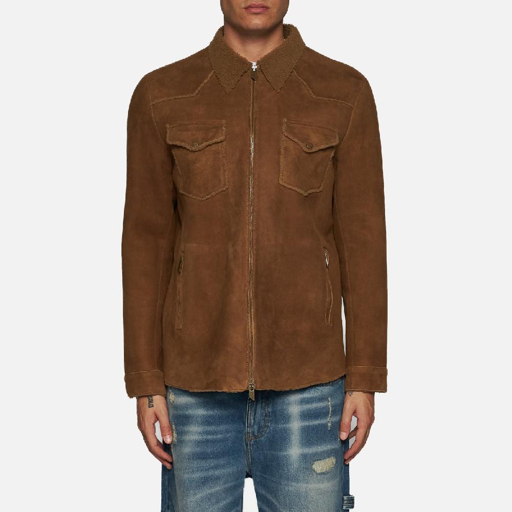 Salvatore Santoro CAMICIA IN SHEARLING - CAMEL Sconti questo mese