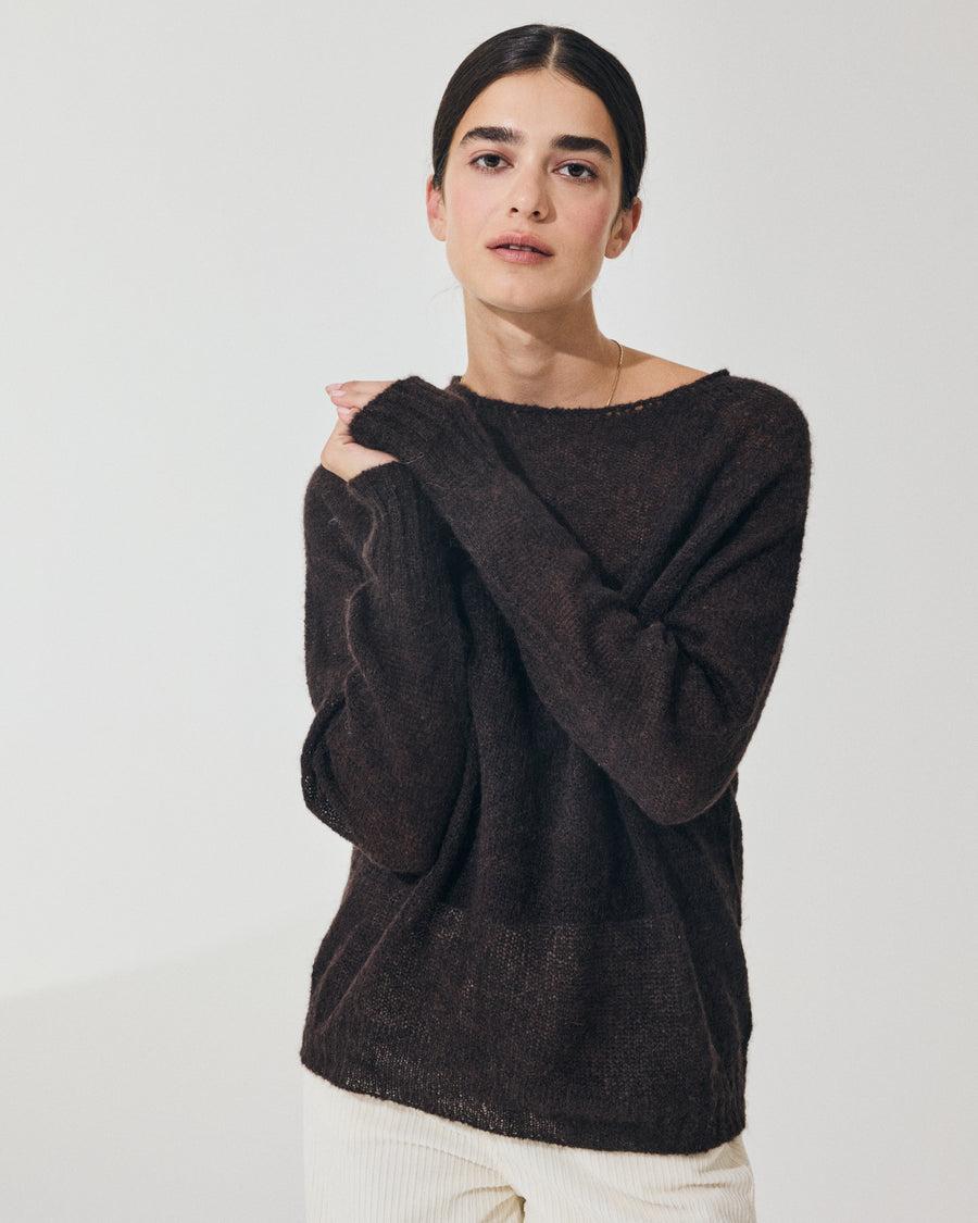 Scaglione BOAT NECK BOXY RAGLAN SEAMLESS EBANO Acquista Ora