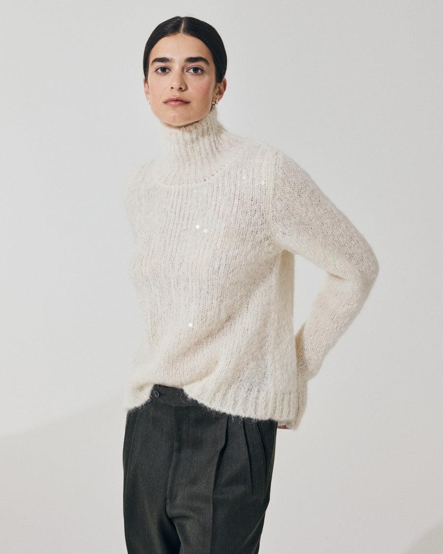 Scaglione T.NECK TRAPEZIO PAILLETTES MILK Consegna Veloce