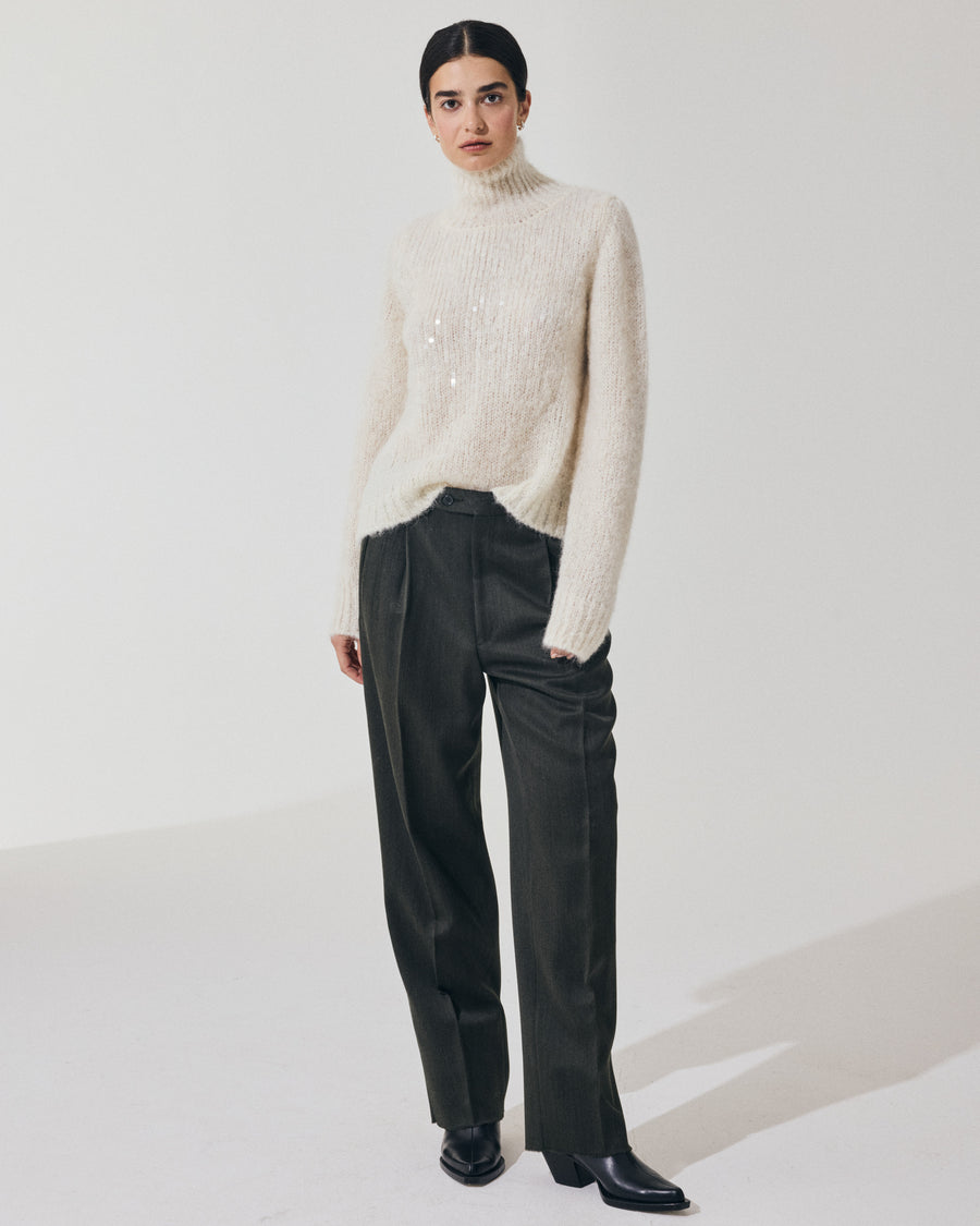 Scaglione T.NECK TRAPEZIO PAILLETTES MILK Consegna Veloce