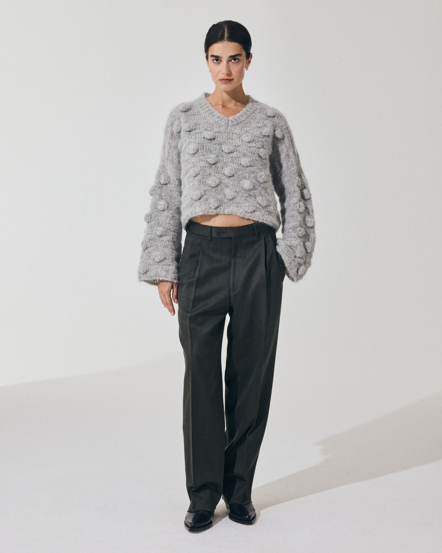 Scaglione V NECK OVER HAZELNUT STITCH GREY Affare Del Giorno