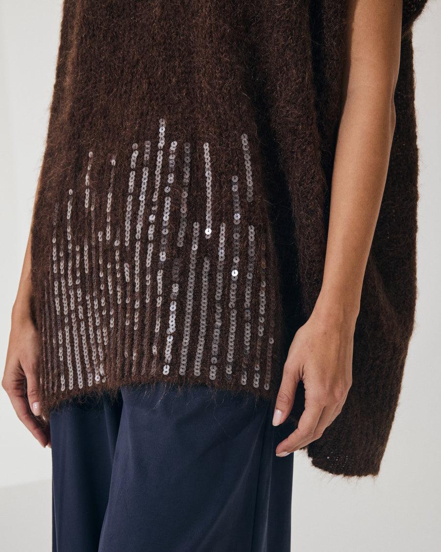 Scaglione PONCHO V PAILLETTES EBANO Convenienza