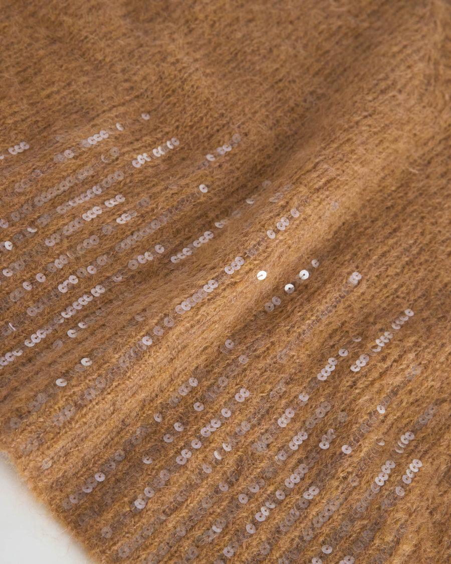 Scaglione PONCHO V PAILLETTES CARAMEL Novità