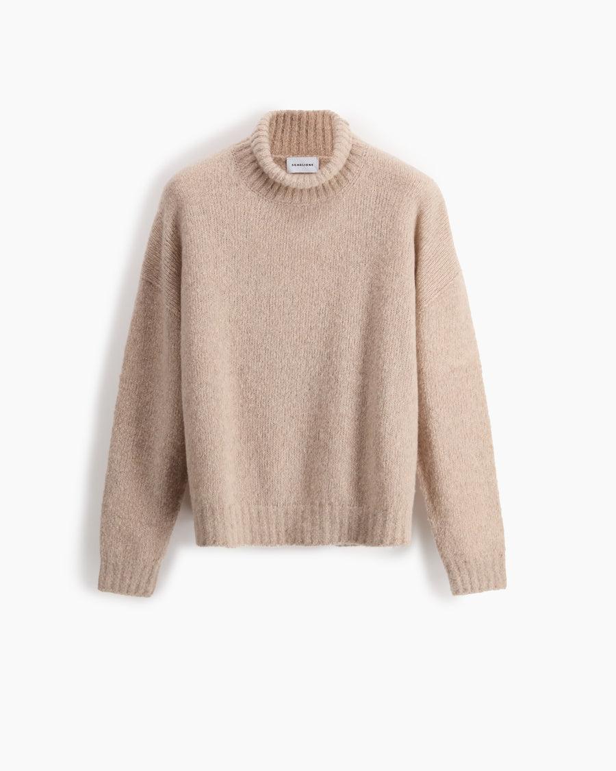 Scaglione TURTLE NECK OVER PUFFED CASHMERE BEIGE Outlet