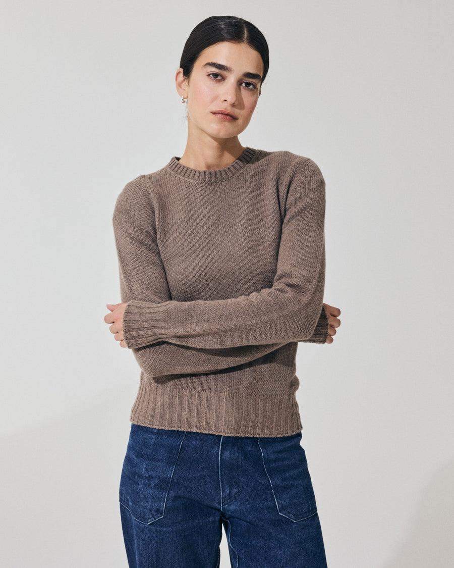 Scaglione ROUND NECK SOFT HYBRID CASHMERE TAUPE Offerte