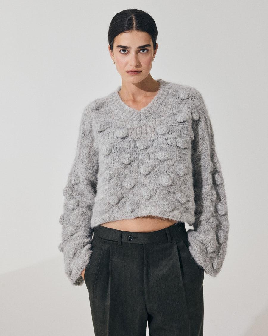 Scaglione V NECK OVER HAZELNUT STITCH GREY Italia