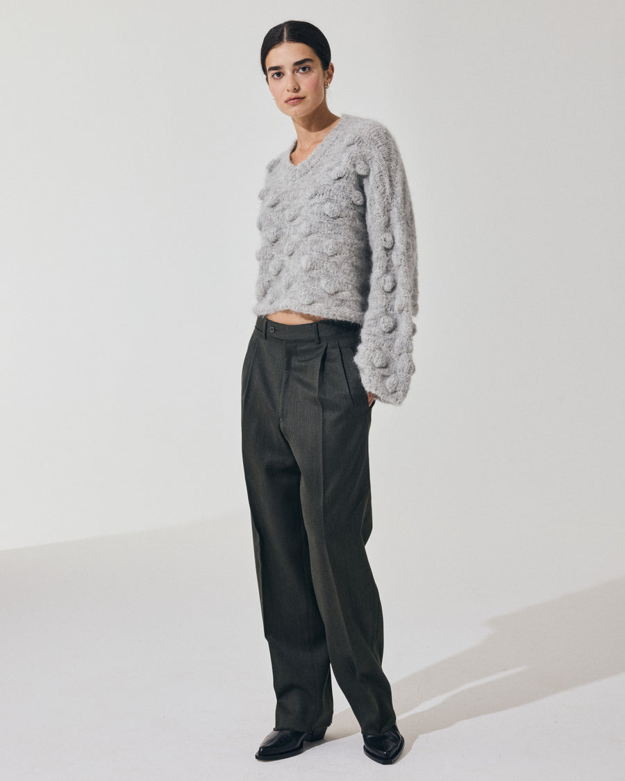 Scaglione V NECK OVER HAZELNUT STITCH GREY Italia