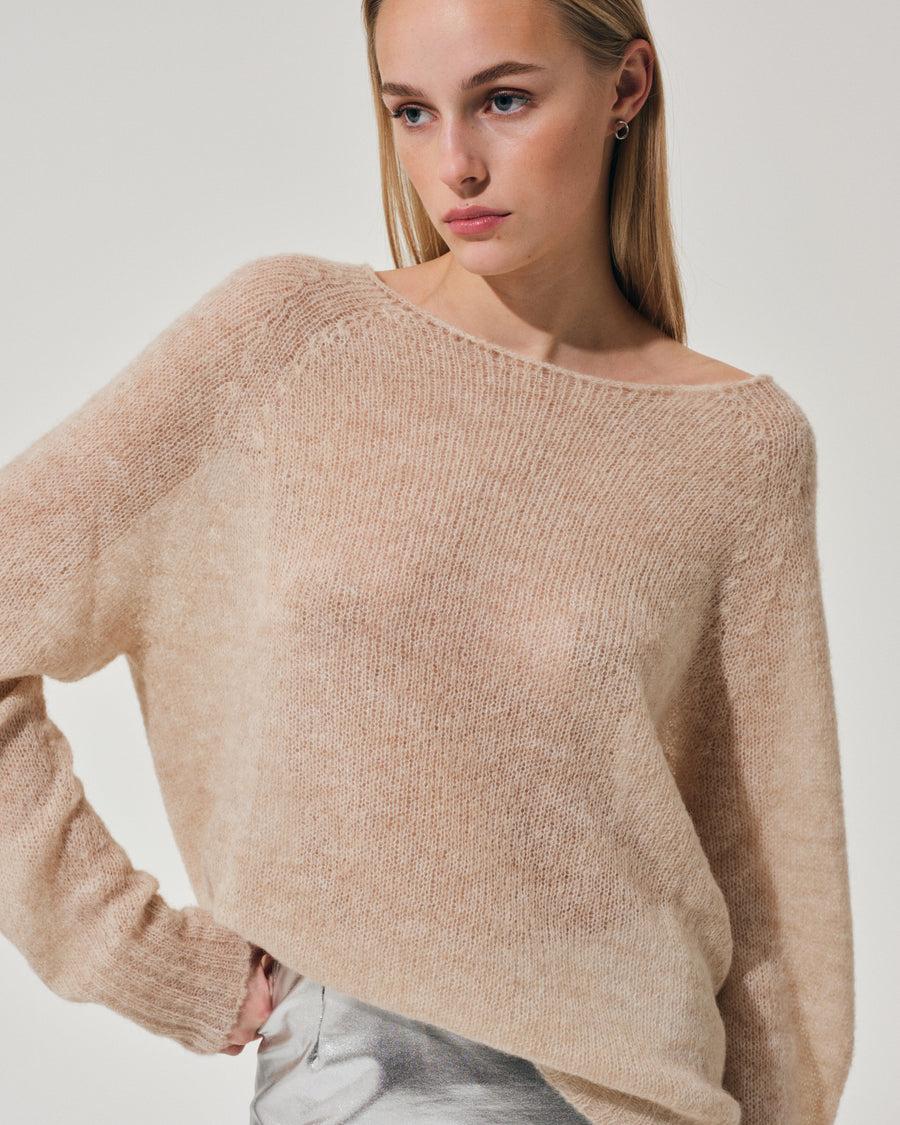 Scaglione BOAT NECK BOXY RAGLAN SEAMLESS SAND Promozione