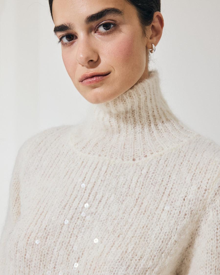 Scaglione T.NECK TRAPEZIO PAILLETTES MILK Spedizione Gratuita