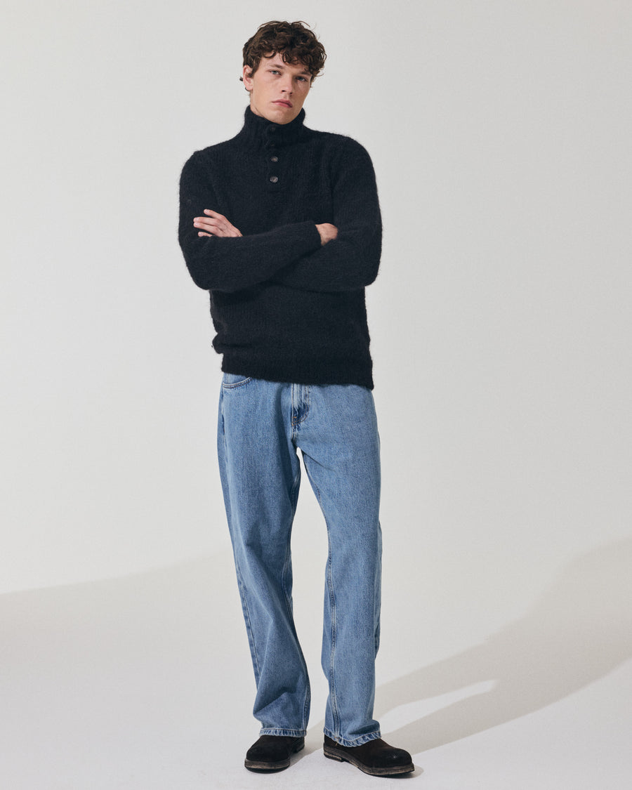 Scaglione HIGH NECK BOTTONI MESSY HAIR NAVY Shopping Online
