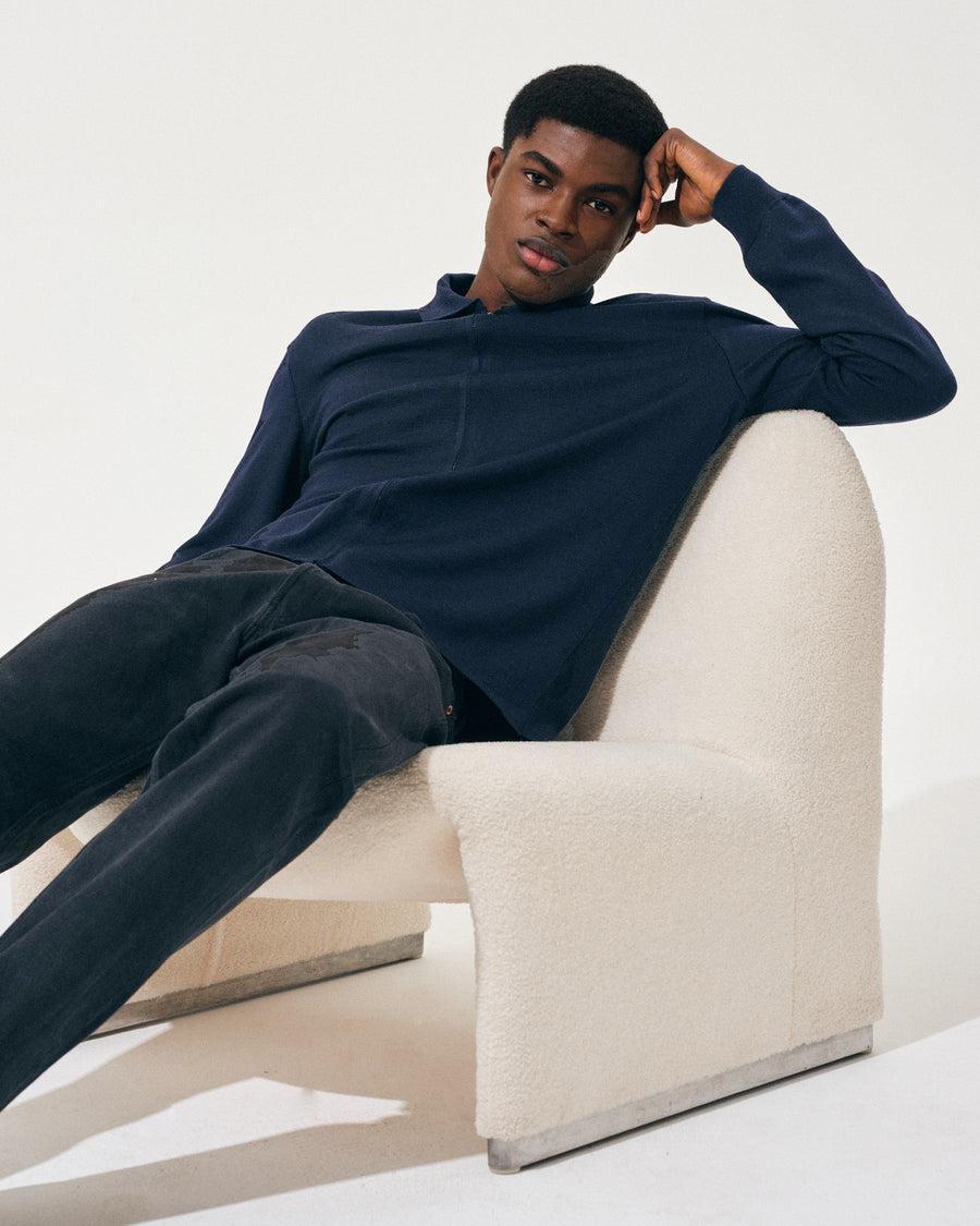 Scaglione ZIPPER COLLO A POLOCOMPACT MERINO NAVY Sottocosto