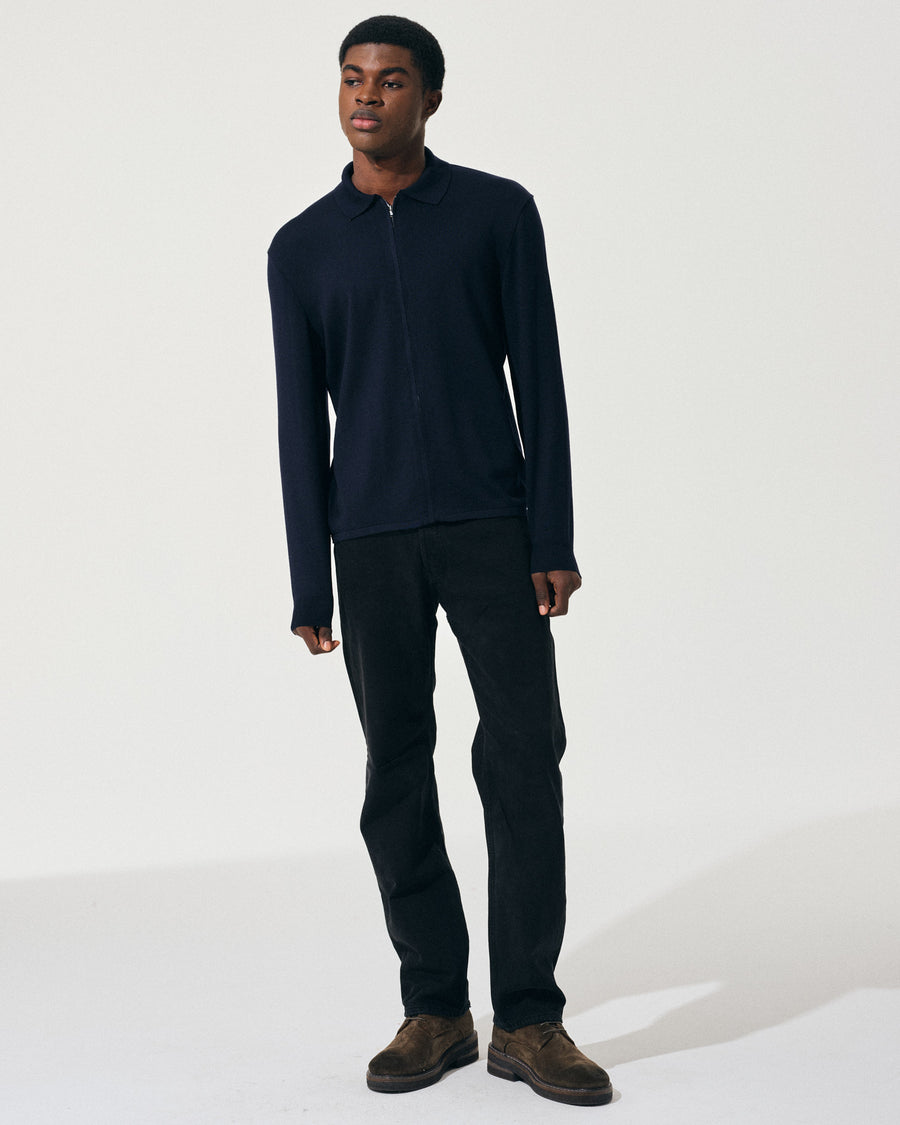 Scaglione ZIPPER COLLO A POLOCOMPACT MERINO NAVY Sottocosto