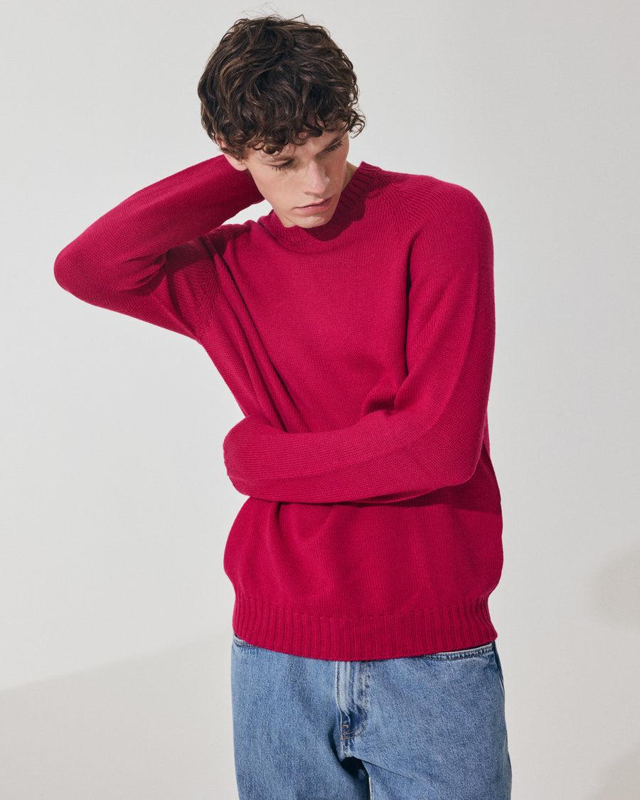 Scaglione ROUND NECK RAGLAN SOFT MERINO MAGENTA Convenienza