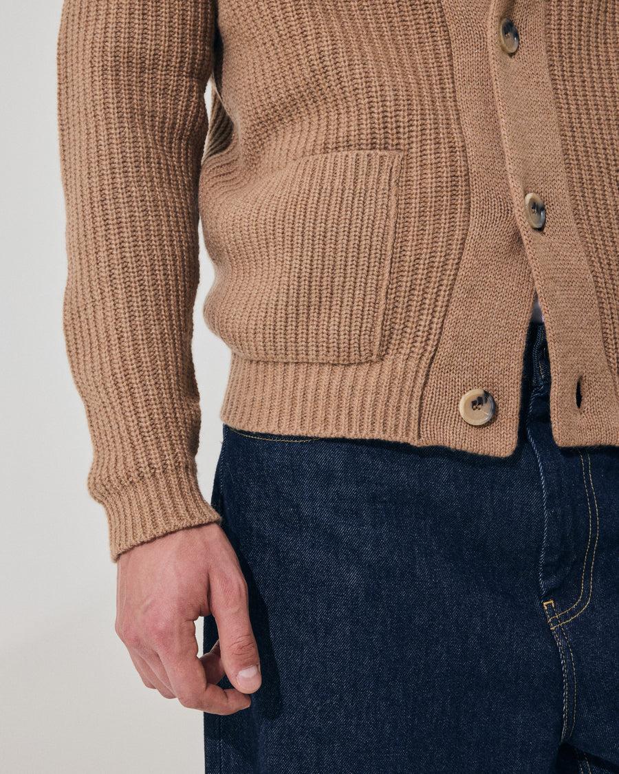 Scaglione CARDIGAN PANNOCCHIA HYBRD CASHMERE CARAMEL Economico