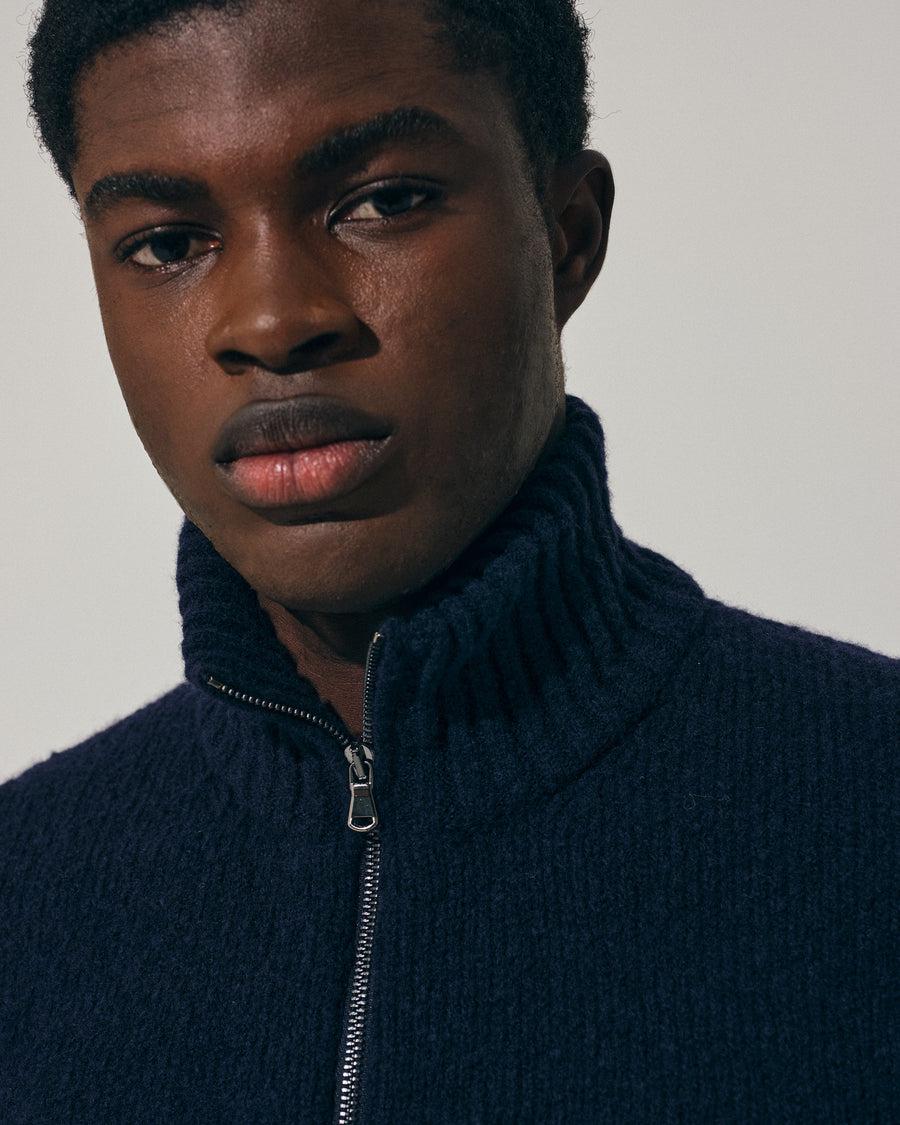 Scaglione ZIPPER PUFFED CASHMERE CASHMERE SEAMLESS NAVY In Vendita