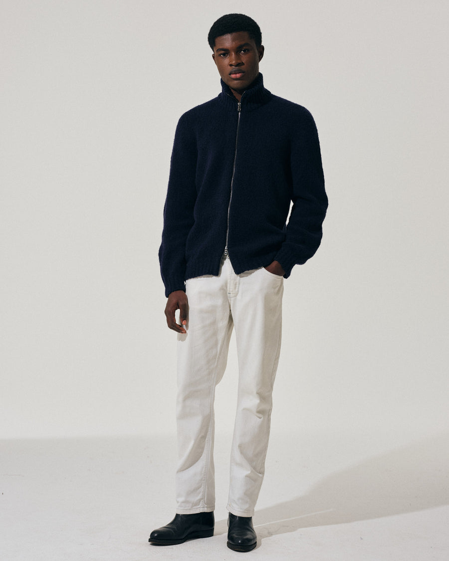 Scaglione ZIPPER PUFFED CASHMERE CASHMERE SEAMLESS NAVY In Vendita
