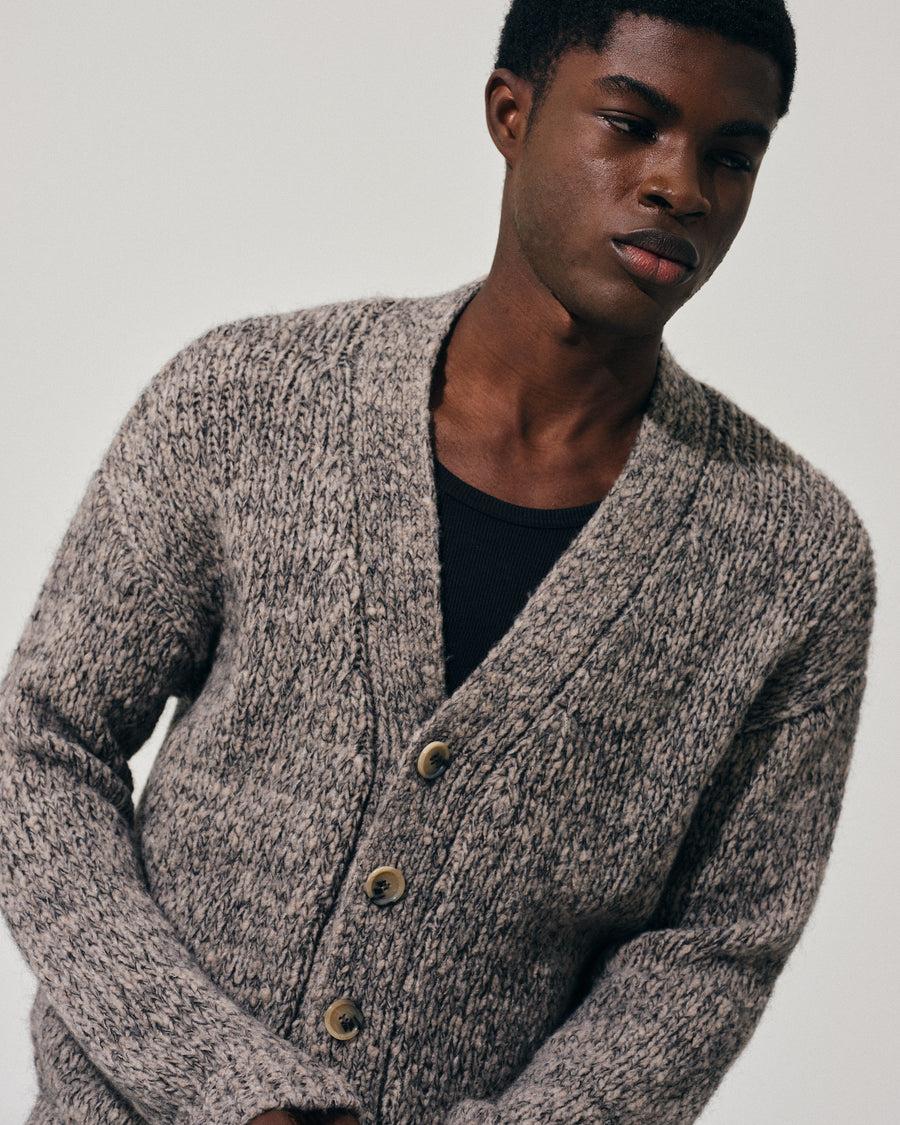 Scaglione CARDIGAN OVER MOULINE' TAUPE Saldi