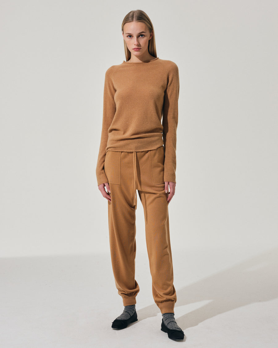 Scaglione PANTS FELPA MERINO CAMEL In vendita