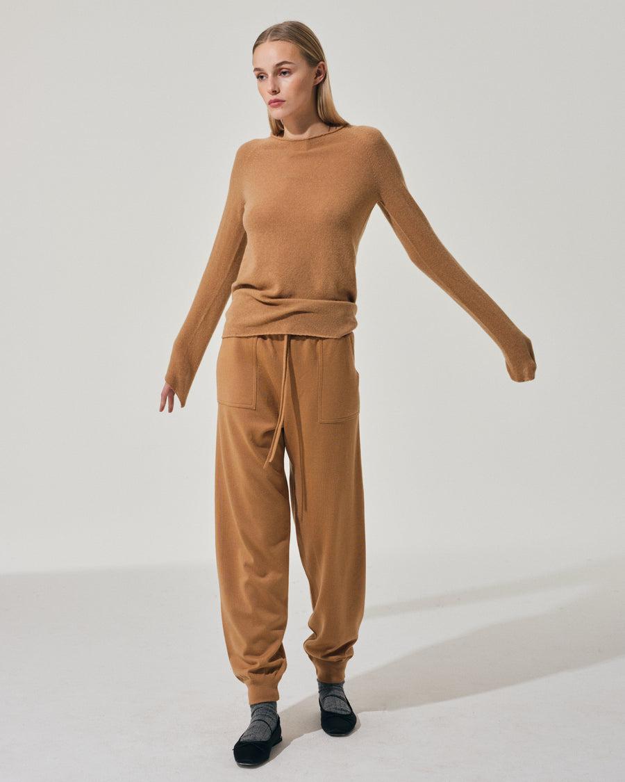 Scaglione PANTS FELPA MERINO CAMEL In vendita