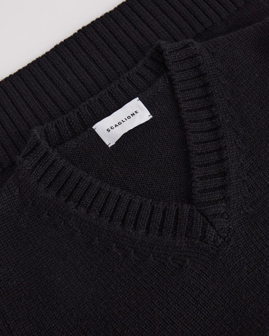 Scaglione V.NECK MERINO SOFT BLACK Negozi Online