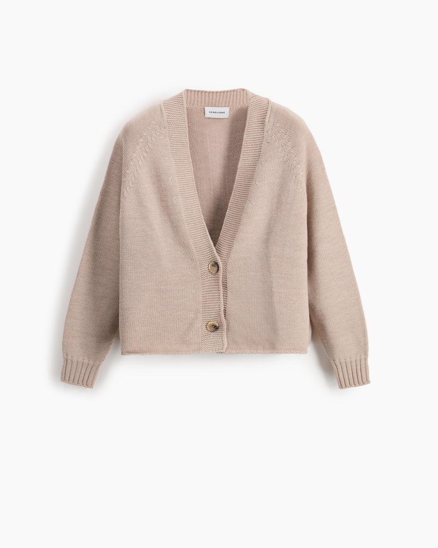 Scaglione CARDIGAN RAGLAN SEAMLESS MERINO BEIGE 2025