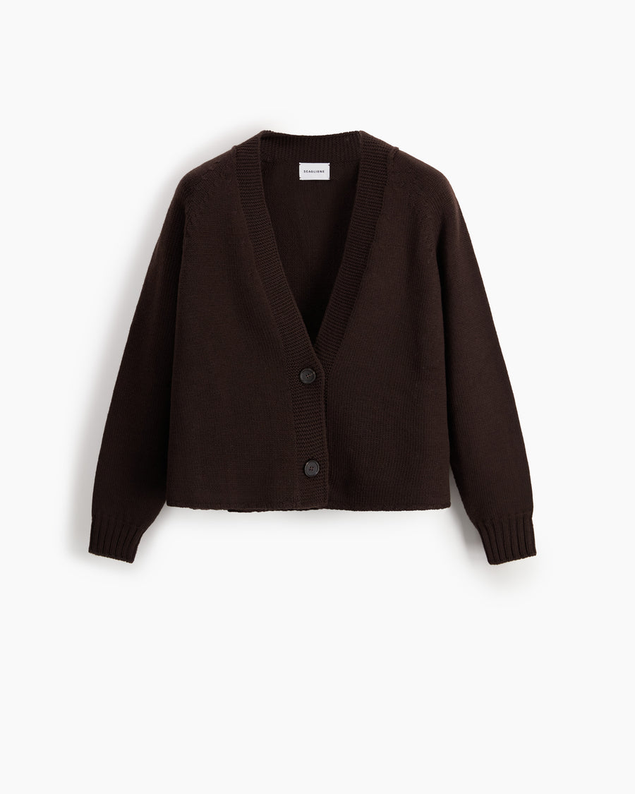 Scaglione CARDIGAN RAGLAN SEAMLESS MERINO EBANO In Linea