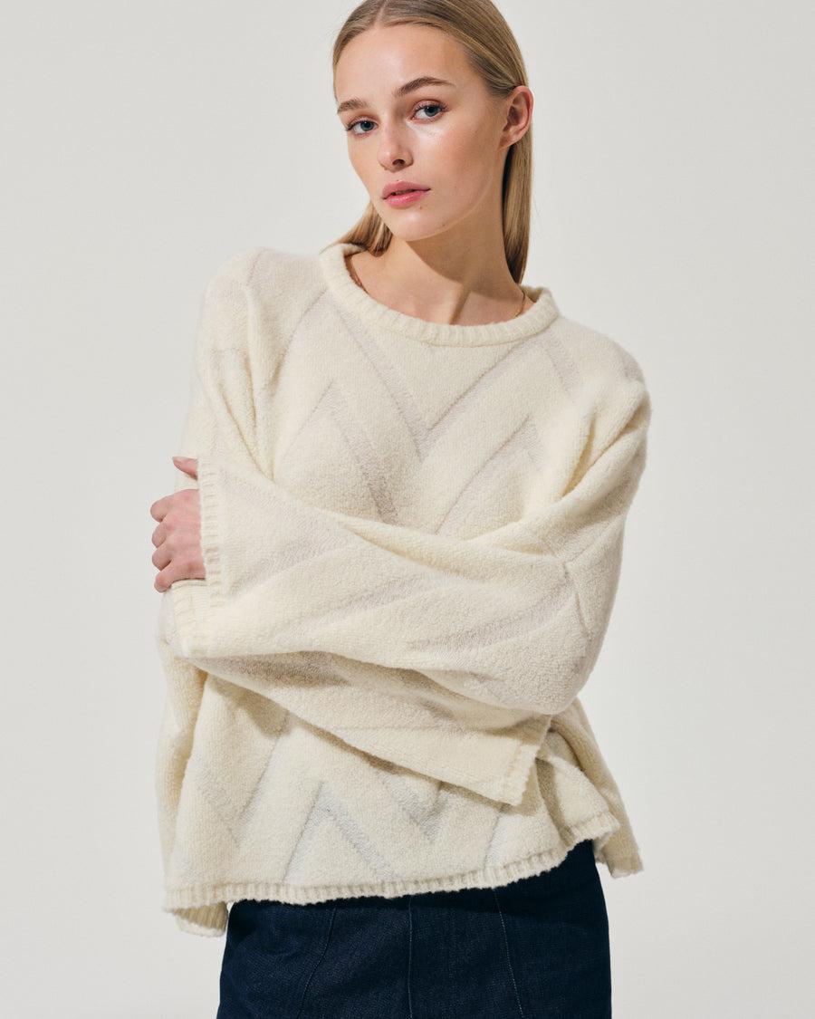 Scaglione ROUND NECK OVER ZIGZAG SPONGY MILK Vendita