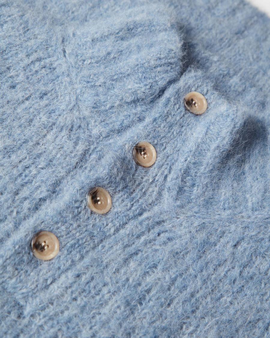 Scaglione HIGH NECK BOTTONI MESSY HAIR CELESTE Vendite stagionali