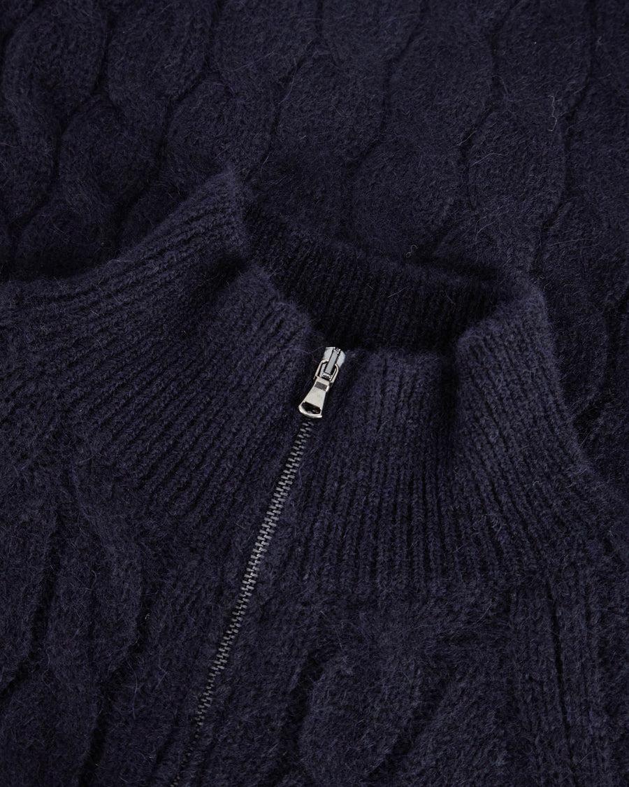 Scaglione ZIPPER RAGLAN CABLES NAVY Qualità