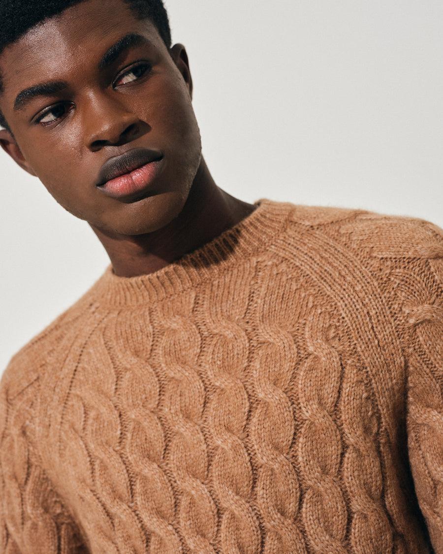 Scaglione ROUND NECK RAGLAN CABLES CARAMEL Vendita