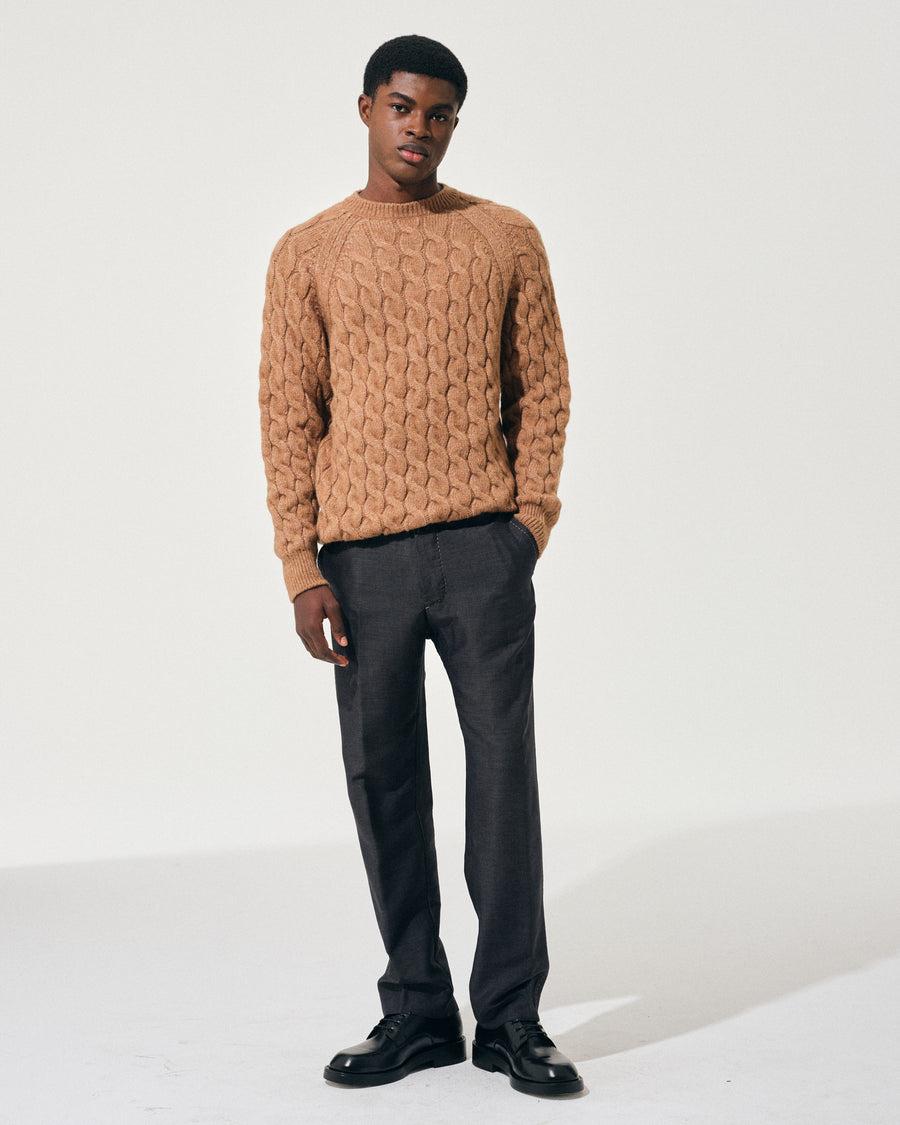 Scaglione ROUND NECK RAGLAN CABLES CARAMEL Vendita