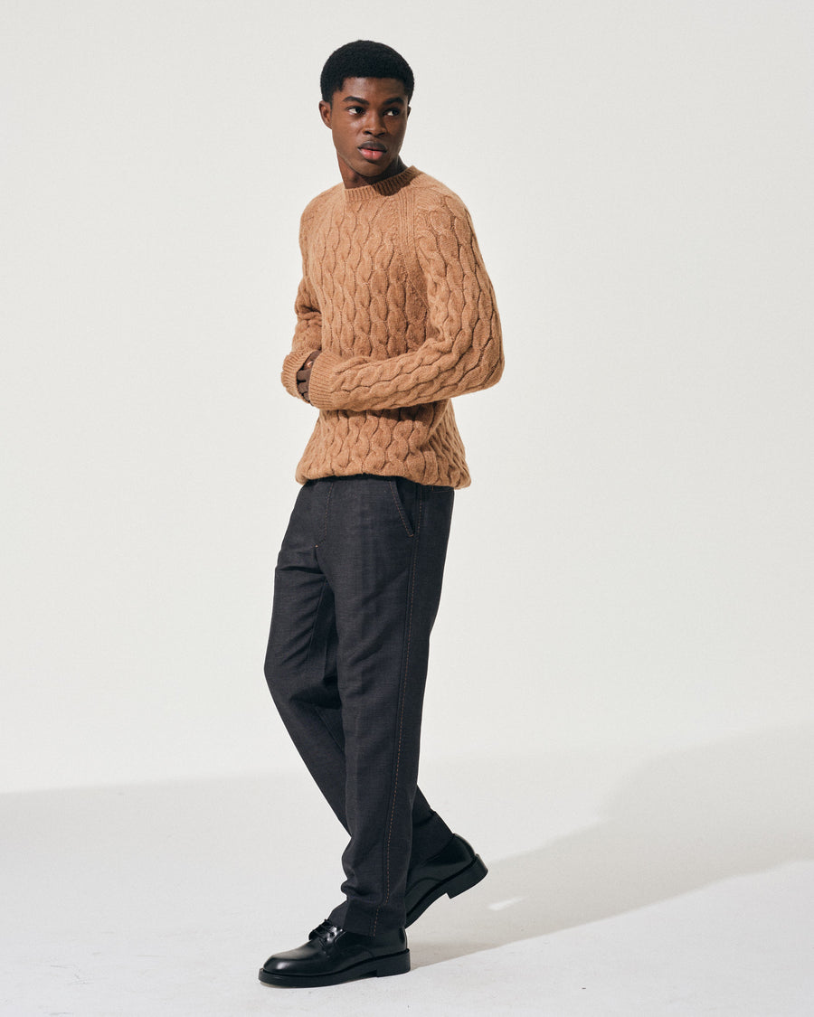 Scaglione ROUND NECK RAGLAN CABLES CARAMEL Vendita