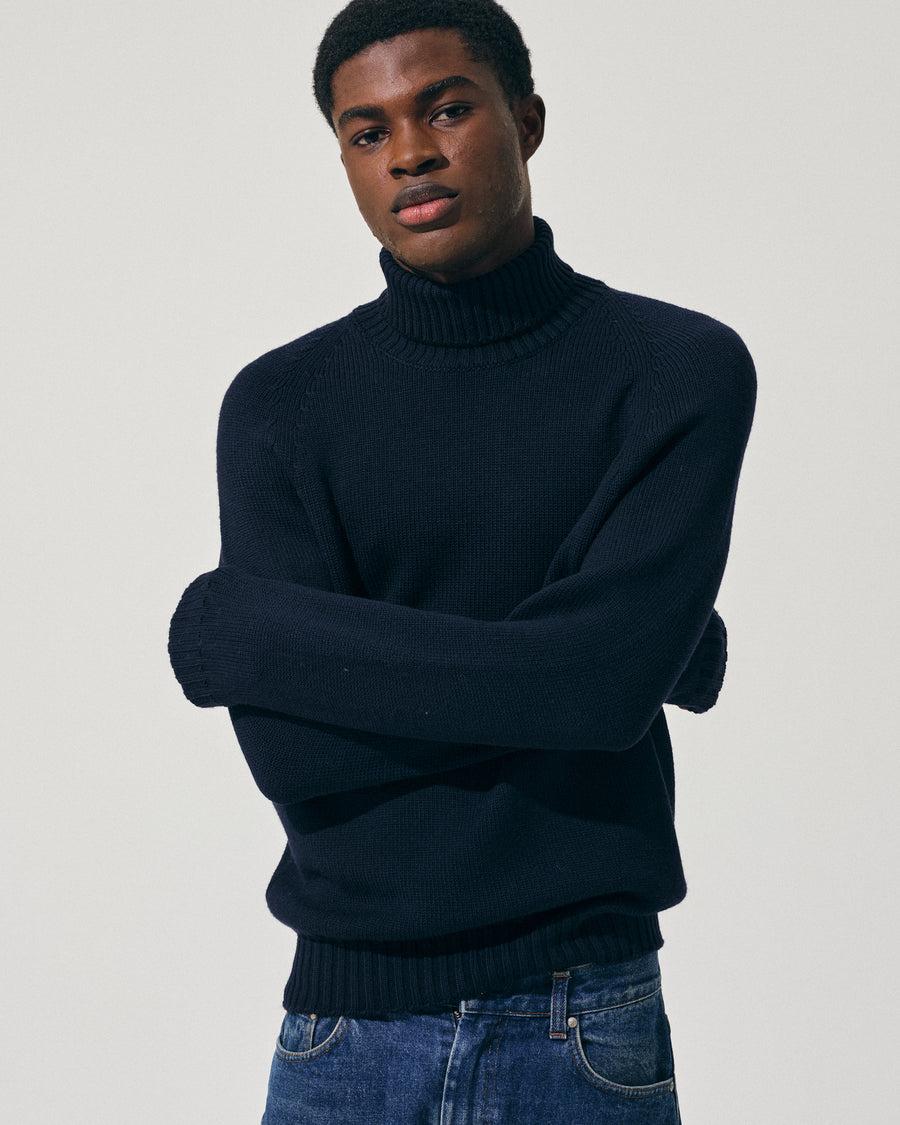 Scaglione TURTLE NECK RAGLAN SOFT MERINO NAVY Fino Al -60%