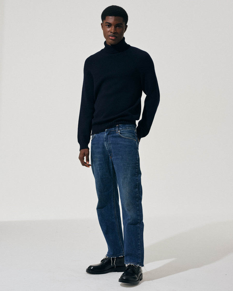 Scaglione TURTLE NECK RAGLAN SOFT MERINO NAVY Fino Al -60%