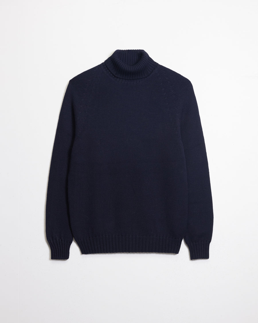 Scaglione TURTLE NECK RAGLAN SOFT MERINO NAVY Fino Al -60%
