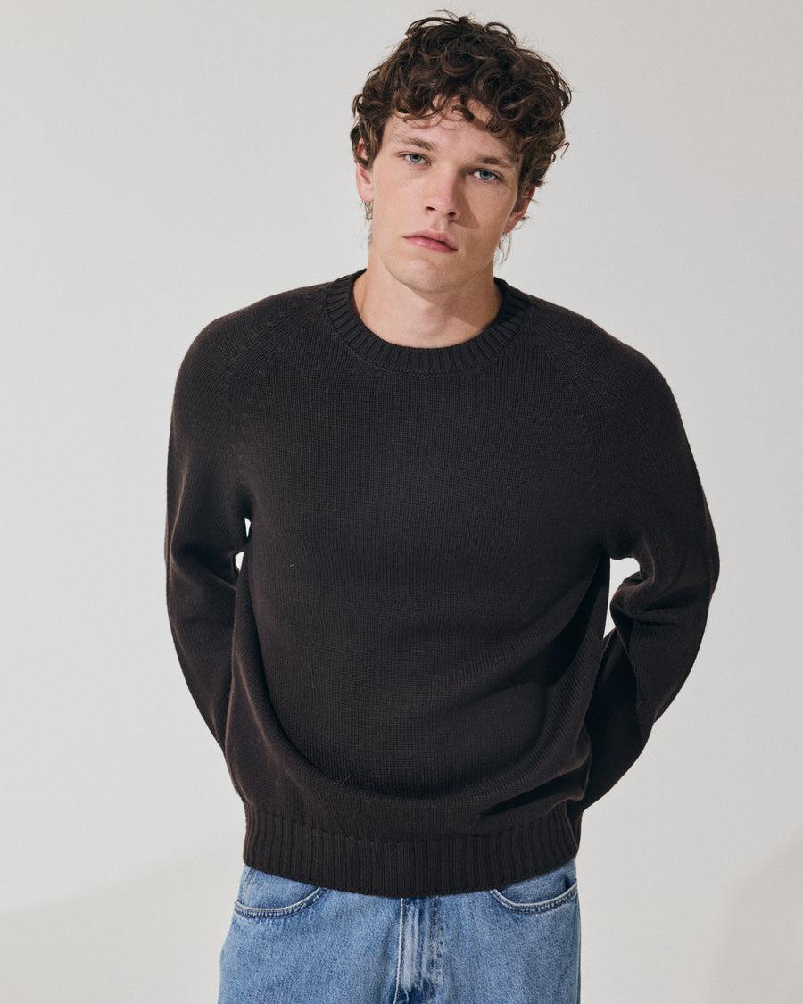 Scaglione ROUND NECK RAGLAN SOFT MERINO EBANO Presa