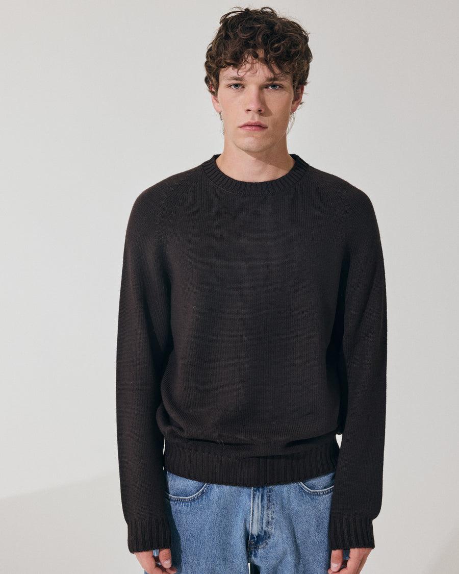 Scaglione ROUND NECK RAGLAN SOFT MERINO EBANO Presa
