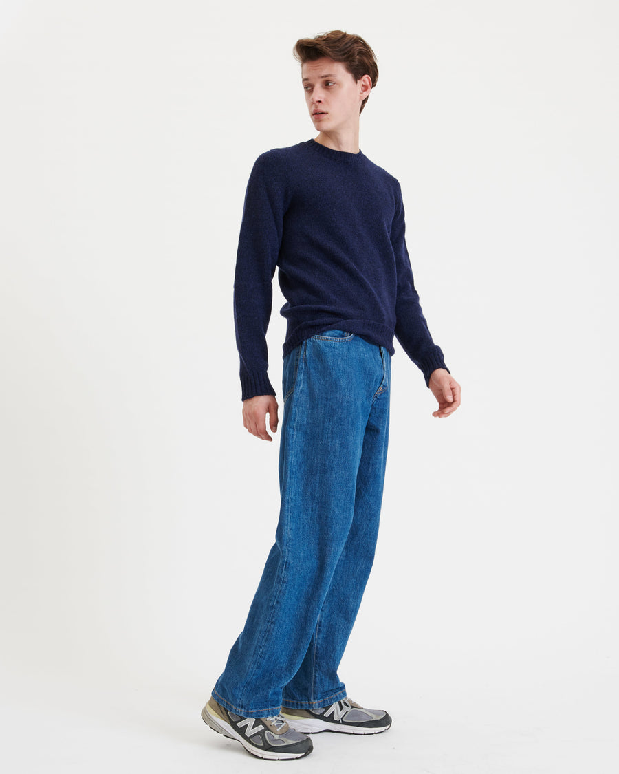 Scaglione ROUND NECK SEAMLESS SOFTWOOL NAVY Economico