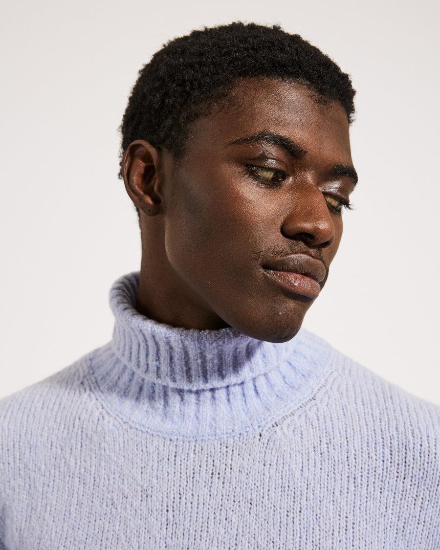 Scaglione TURTLE NECK SEAMLESS PUFFED CASHMERE CELESTE Saldi