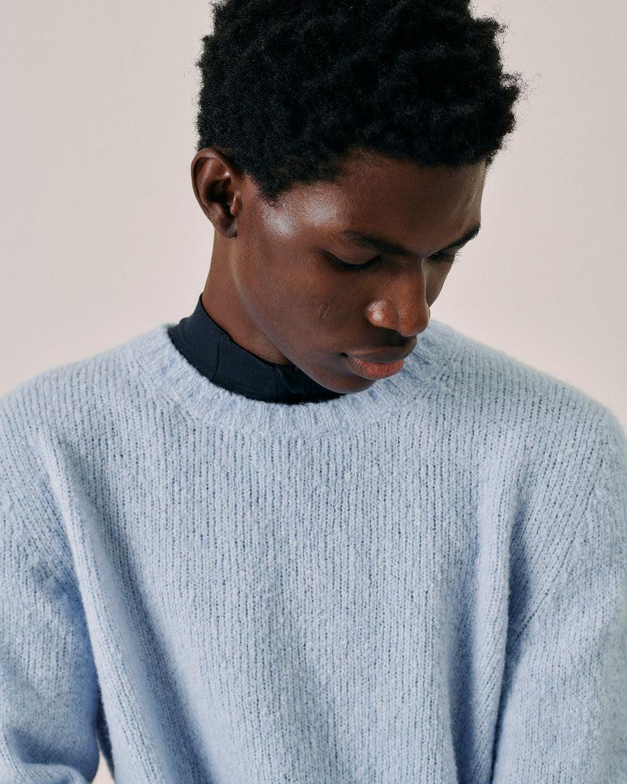 Scaglione ROUND NECK SEAMLESS PUFFED CASHMERE CELESTE Hotsell