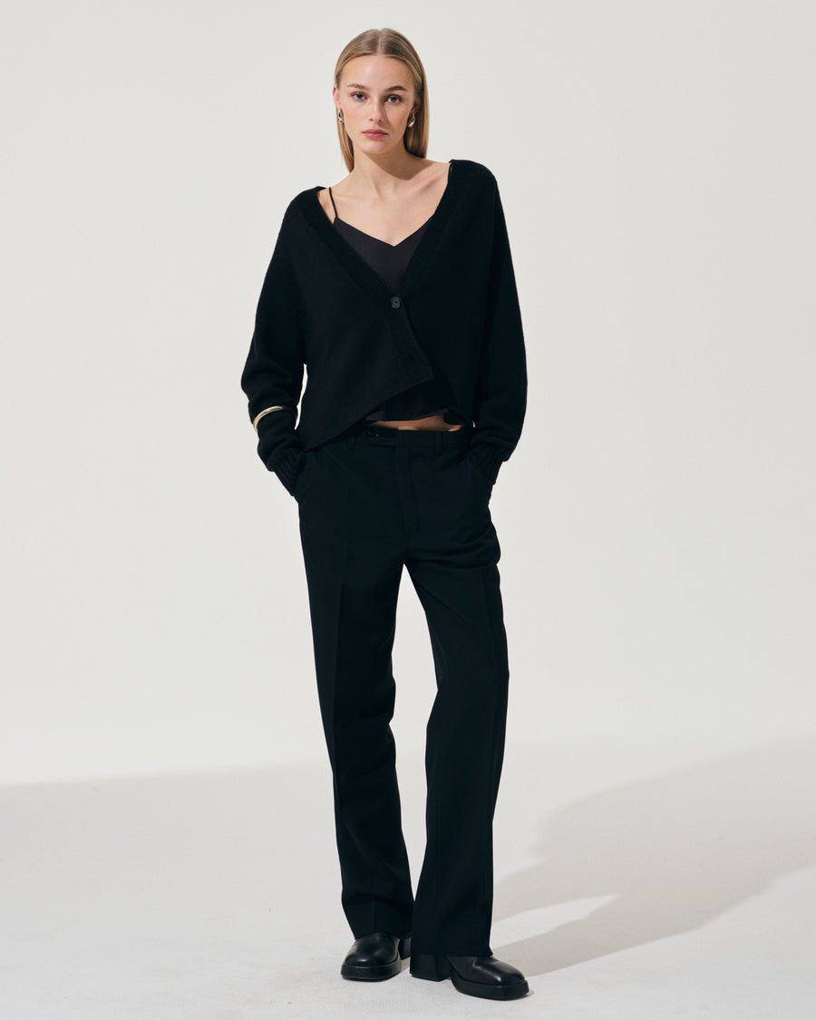 Scaglione CARDIGAN RAGLAN SEAMLESS MERINO BLACK Pezzi Unici