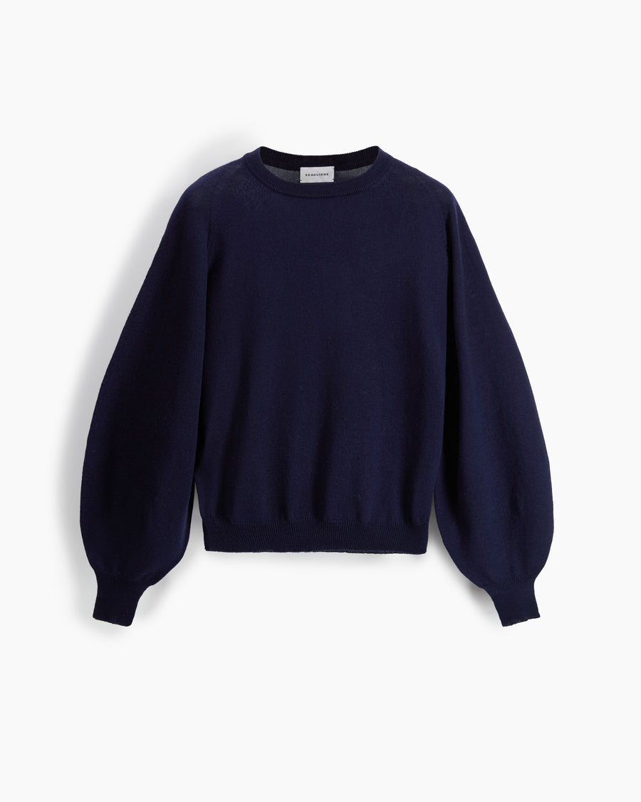 Scaglione ROUND NECK BOXY RAGLAN SEAMLESS MERINO NAVY Qualità Garantita