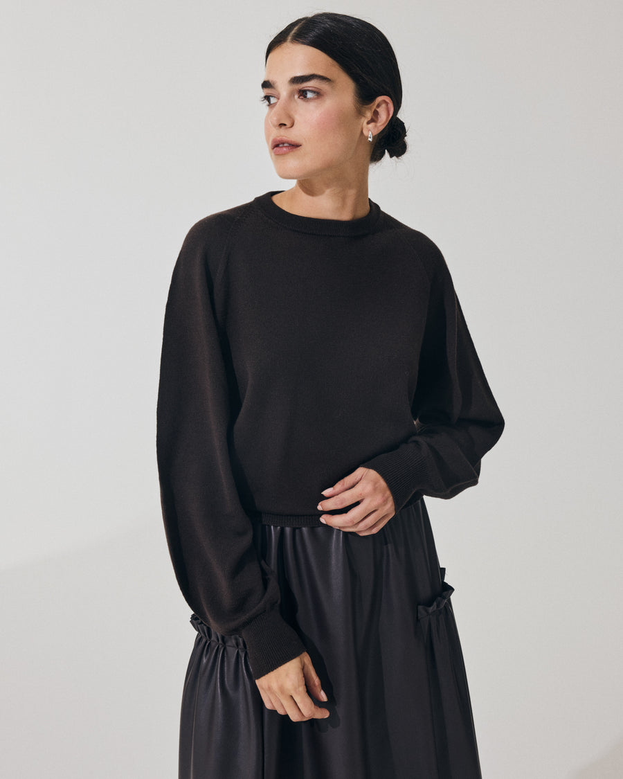 Scaglione ROUND NECK BOXY RAGLAN SEAMLESS MERINO EBANO Negozi Online
