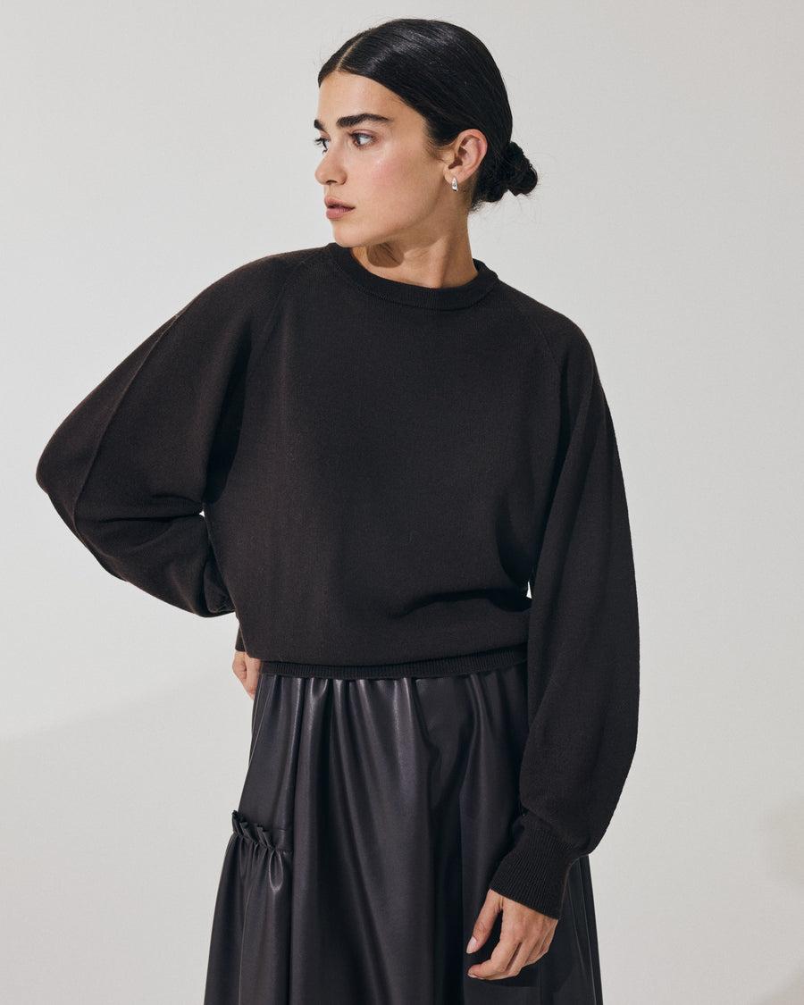 Scaglione ROUND NECK BOXY RAGLAN SEAMLESS MERINO EBANO Negozi Online