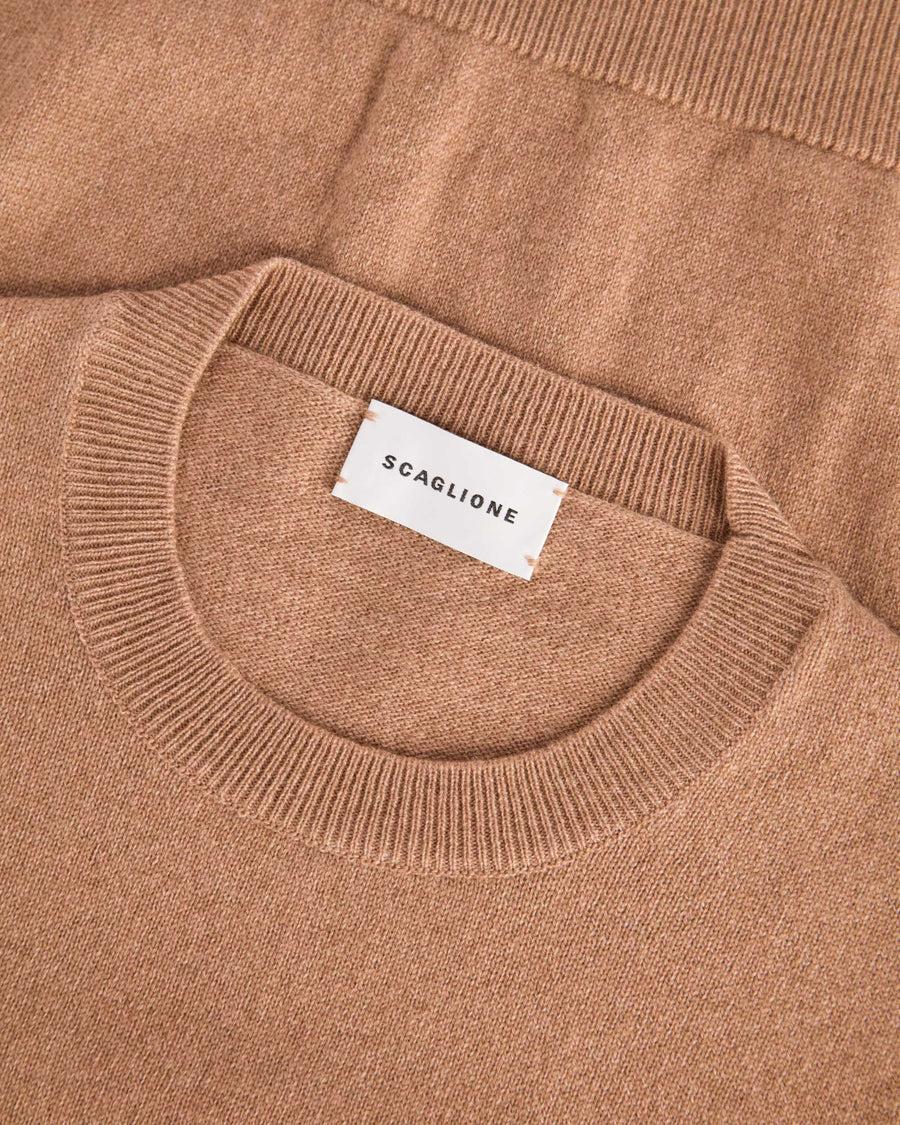 Scaglione T-SHIRT RIBBED SIDES CARAMEL Novità