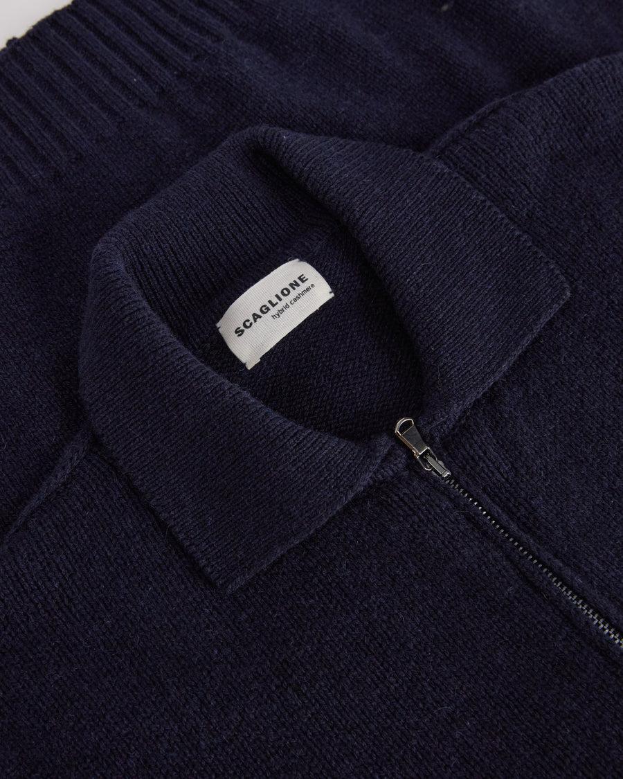 Scaglione POLO ZIPPER SOFT HYBRD CASHMERE NAVY Vendita Economica