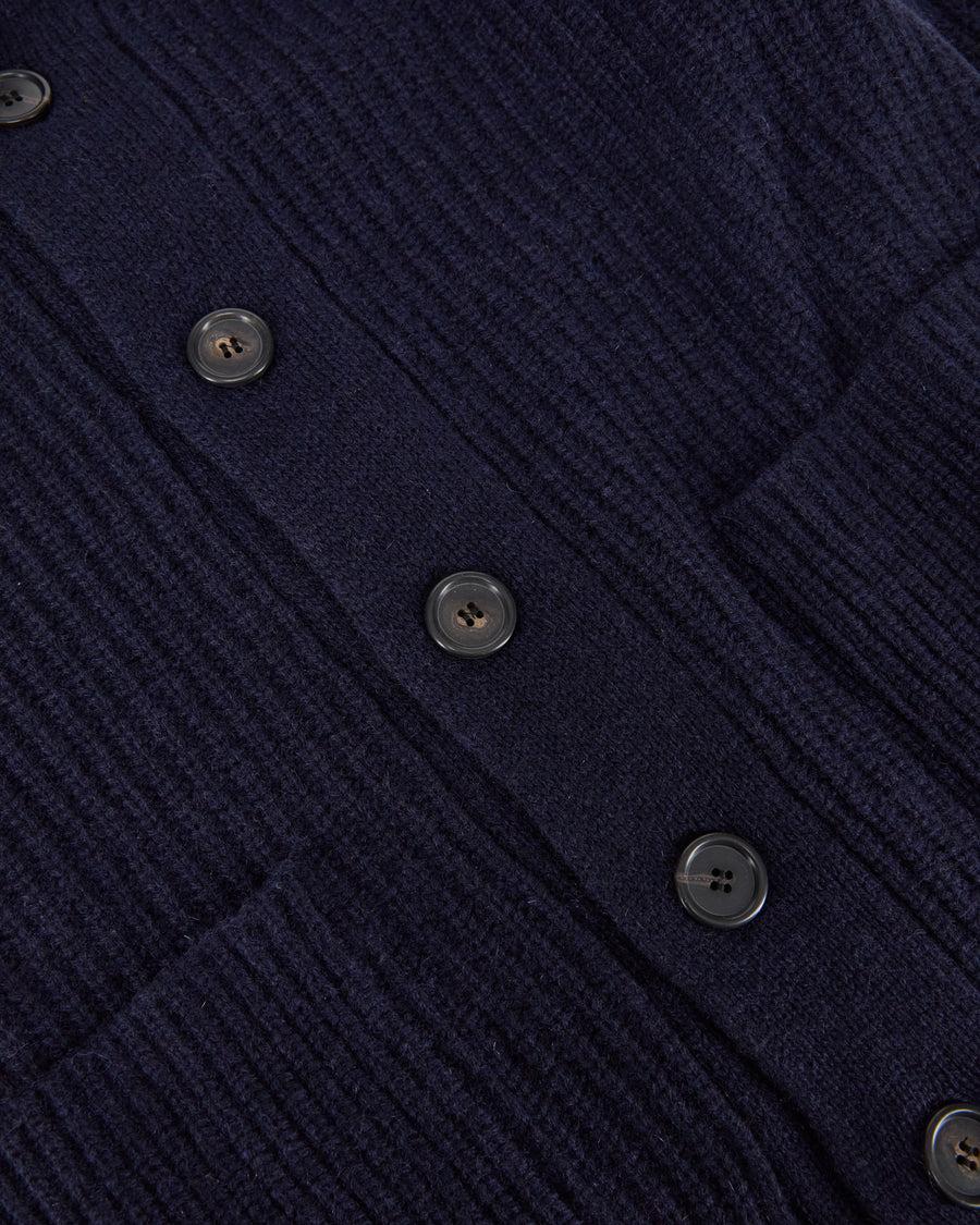Scaglione CARDIGAN PANNOCCHIA HYBRD CASHMERE NAVY Saldi Di Fabbrica