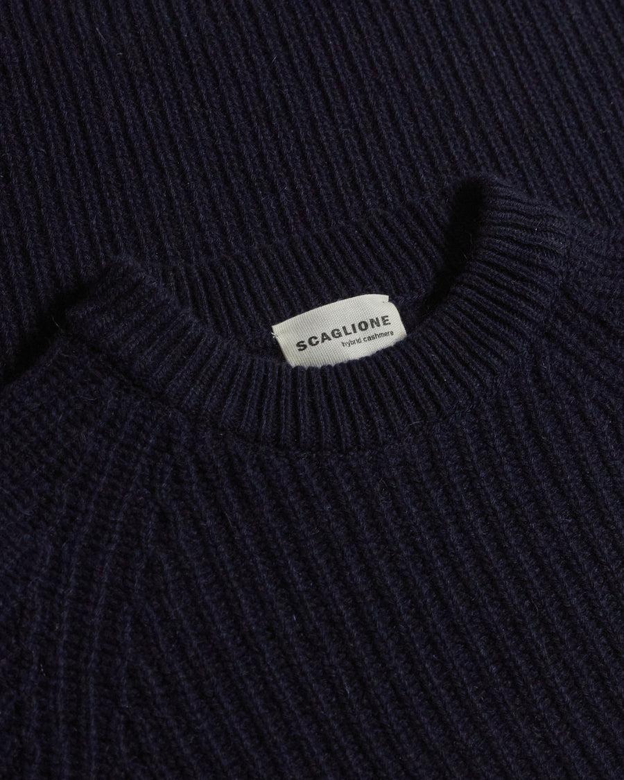 Scaglione ROUND NECK PANNOCCHIA RAGLAN HYBRD CASHMERE NAVY Vendite Flash
