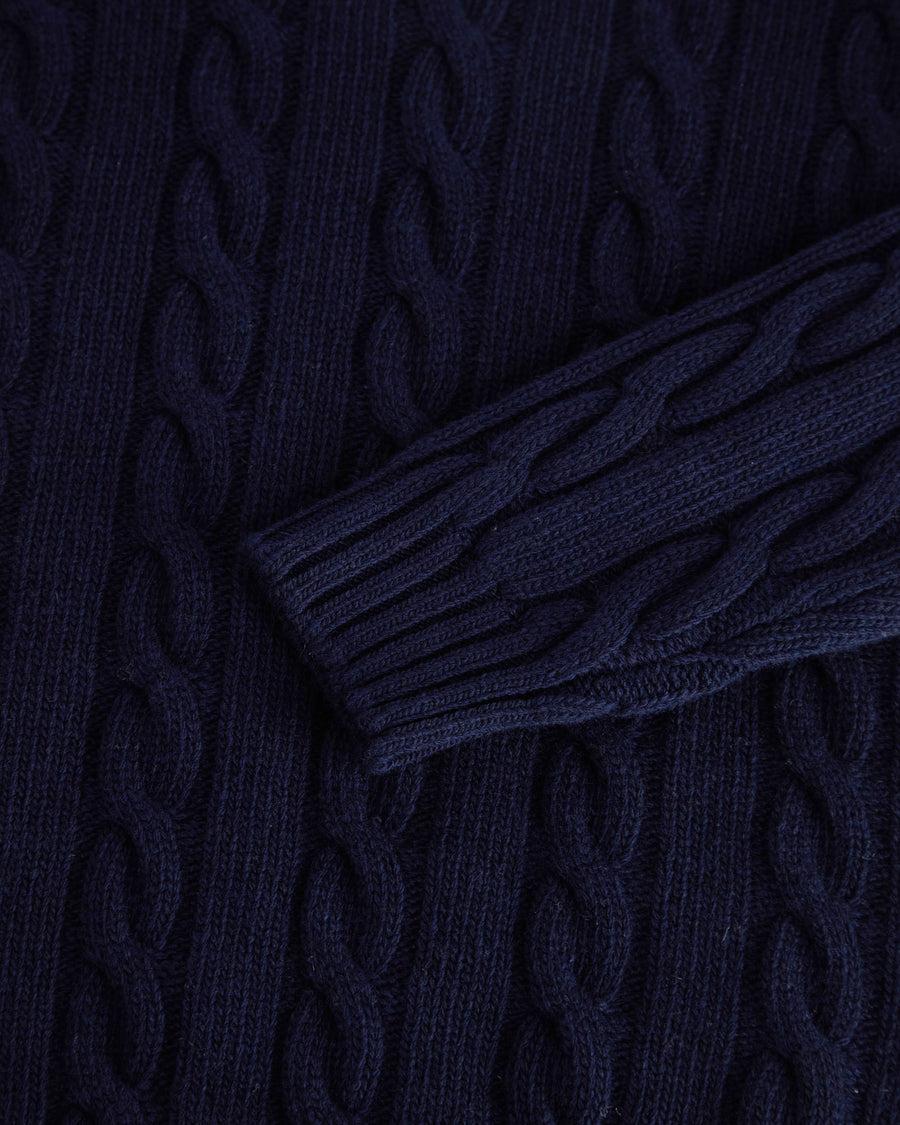 Scaglione TURTLE NECK CABLES MIX CASH NAVY Prezzo Ridotto